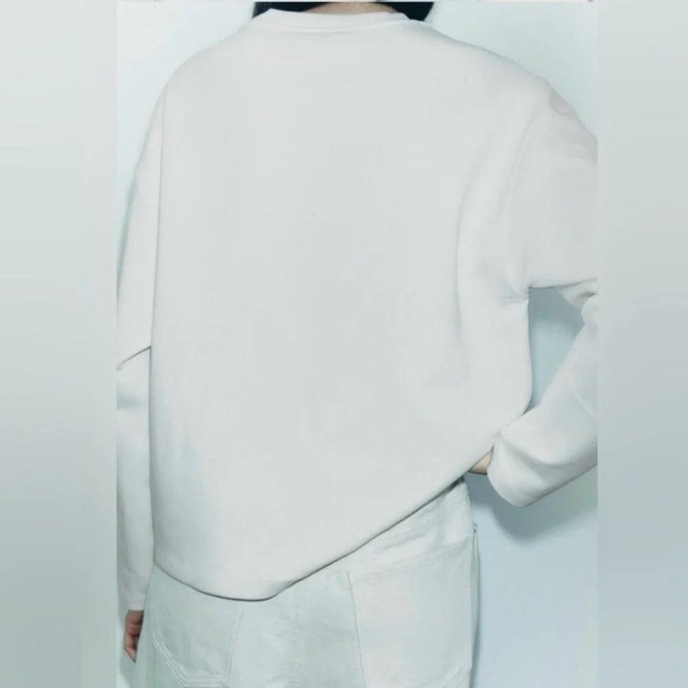 ZARA Ivory Jeweled Sweatshirt | X-Large | Long Sleeve | Sold Out - Picture 5 of 10